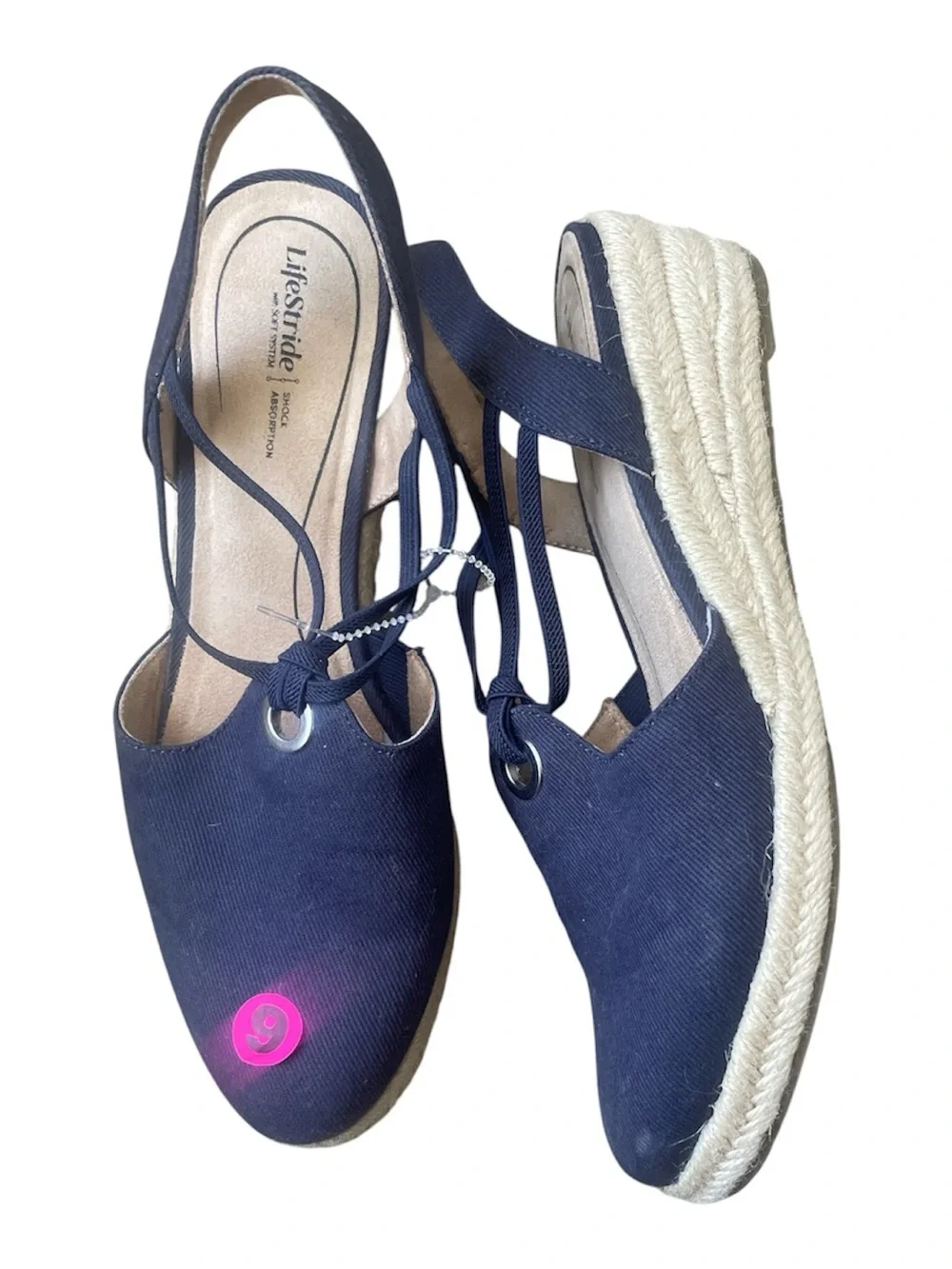 Life Stride Navy Canvas Slingback Espadrille Wedges